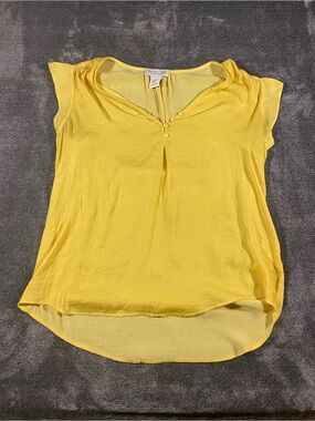 Rachel Zoe Bright Yellow Cap-Sleeve V-Neck Blouse